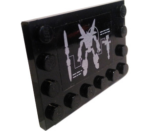 LEGO Schwarz Fliese 4 x 6 mit Bolzen auf 3 Edges mit Mech Design Features Aufkleber (6180)