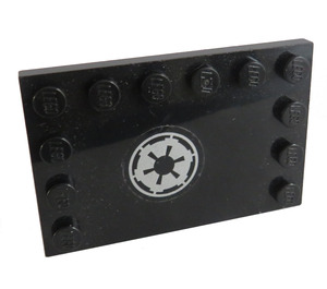 LEGO Black Tile 4 x 6 with Studs on 3 Edges with Star Wars Imperial Logo Sticker (6180)