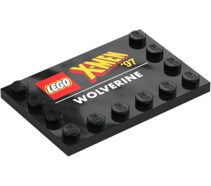 LEGO Černá Dlaždice 4 x 6 s Cvočky na 3 Edges s "X-MEN Wolverine" (6180 / 100383)