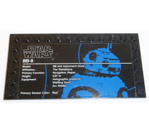 LEGO Black Tile 6 x 12 with Studs on 3 Edges with 'STAR WARS', 'BB-8', Technical Data Sticker (6178)