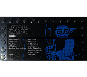 LEGO Black Tile 6 x 12 with Studs on 3 Edges with Star Wars Logo and 'Yoda' Sticker (6178)