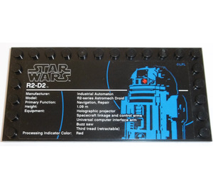 LEGO Black Tile 6 x 12 with Studs on 3 Edges with 'Star Wars', 'R2-D2', Technical Data Sticker (6178)