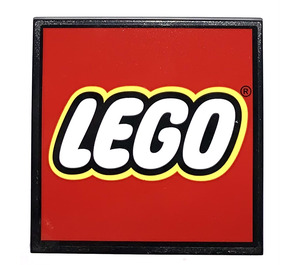 LEGO Schwarz Fliese 6 x 6 mit Lego Logo Store Sign Aufkleber mit Unterrohren (10202)