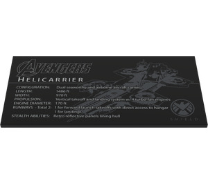 LEGO Черно Плочка 8 x 16 с Avengers Helicarrier Label Стикер с долни тръби, текстурирана горна част (90498)