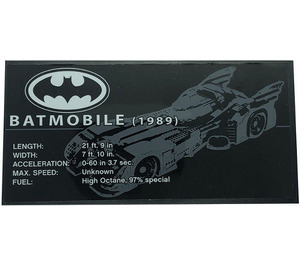 LEGO Noir Tuile 8 x 16 avec Batman logo, 'BATMOBILE (1989)' Autocollant avec tubes inférieurs, dessus texturé (90498)