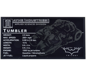 LEGO Black Tile 8 x 16 with Tumbler Information Sticker with Bottom Tubes, Textured Top (90498)