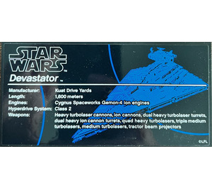 LEGO Black Tile 8 x 16 with UCS Imperial Star Destroyer Information Sticker with Bottom Tubes, Textured Top (90498)