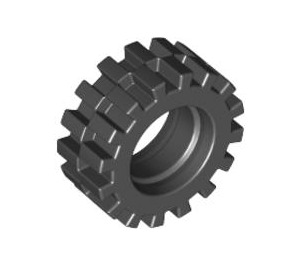 LEGO Black Tire Ø15 X 6mm with Offset Tread (without Band Around Center of Tread) (3641)