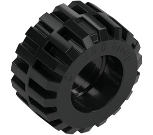 LEGO Black Tire Ø21 x 12 - Offset Tread Small Wide with Slightly Bevelled Edge and no Band (6015 / 60700)