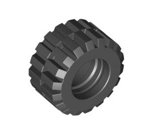 LEGO Black Tire Ø21 x 12 - Offset Tread Small Wide with Slightly Bevelled Edge and no Band (6015 / 60700)