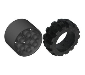 LEGO Black Tire 49.6 x 20 Thick Rubber (Balloon 20 x 30) with Technic Hub Ø30.4 X 20
