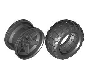 LEGO Black Tire Baloon Wide 94.8 x 44R with Rim 56 X 34 with 3 Holes