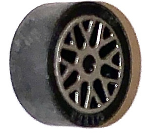 LEGO Musta Tire, Low Profile, Narrow Ø14.58 X 6.24 with Rim Ø11 x 6.2 with Silver Rim