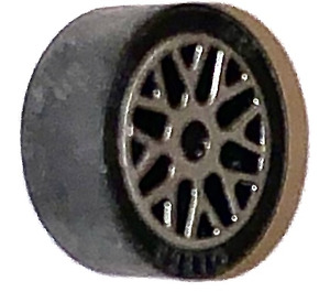 LEGO Black Tire, Low Profile, Narrow Ø14.58 X 6.24 with Rim Ø11 x 6.2 with Silver Rim
