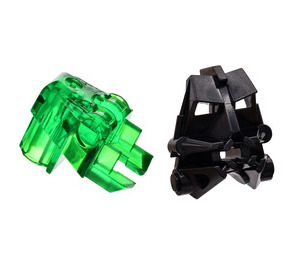 LEGO Black Toa Head with Transparent Green Toa Eyes/Brain Stalk