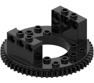 LEGO Black Top for Turntable with Technic Bricks Attached (2855)