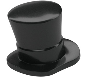 LEGO Black Top Hat with Curved Brim with Small Pin (42860)