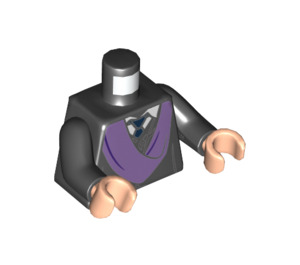 LEGO Negro Torso Robe con Medium Lavanda Sash, Blanco Cuello con Dark Azul Tie Patrón (973 / 76382)