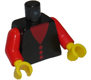 LEGO Schwarz Torso mit 3 Rot Knöpfe und Rot Arme (973)