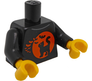 LEGO Black Torso with Black Cat in Orange Circle (973)