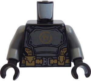LEGO Noir Torse avec Dark Stone Grey Bras et Ninjago 'C' et Courroie (973)