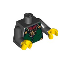 LEGO Zwart Torso met Groen Vest, Skulls, en Spin (973 / 76382)