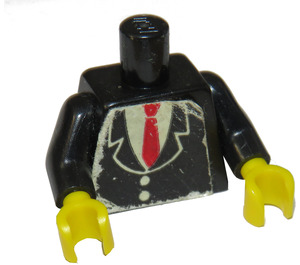 LEGO Černá Trup s Oblek a Červená Tie Samolepka (973)