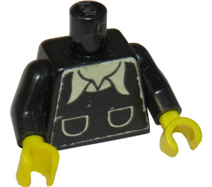 LEGO Musta Vartalo jossa Valkoinen Kaulus ja 2 Pockets (973)