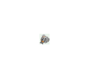 LEGO Zwart Tousled Midden lengte Haar met Top Knot Bun met Oranje Headband (25750)