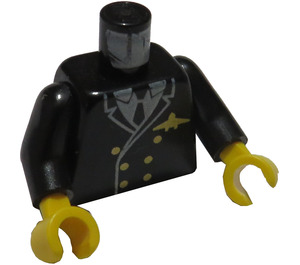 LEGO Black Town Torso Pilot Suit with 6 golden Buttons and Golden Airplane Logo (973)