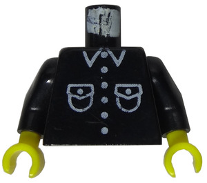 LEGO Zwart Town Torso met Shirt met 6 Knoppen en buttoned pockets (973)