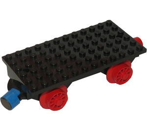 LEGO Zwart Treinbasis 6 x 12 met Wielen en Rood en Blauw Magnets