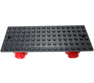 LEGO Black Train Base 6 x 16 Type 1 with Wheels (Complete)