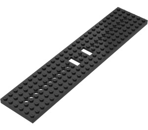 LEGO Black Train Base 6 x 28 with 10 Round Holes Each End