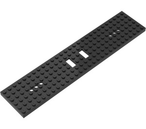 LEGO Noir Train Base 6 x 28 avec 2 découpes rectangulaires et 3 trous ronds à chaque extrémité (4093)