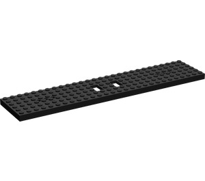 LEGO Black Train Base 6 x 28 with 2 Rectangular Cutouts and 6 Round Holes Each End