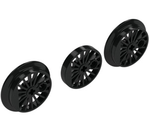 LEGO Black Train Wheels - 3 for RC Trains (85489)