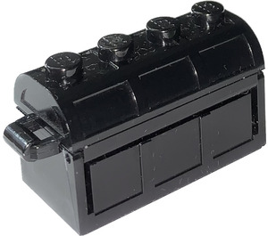 LEGO Musta Treasure Chest with Lid (paksu sarana, aukot takana)