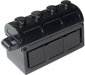 LEGO Noir Treasure Chest avec Couvercle (Charnière épaisse avec fentes à l'arrière)