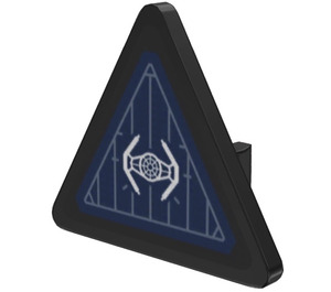 LEGO Black Triangular Sign with Tie Fighter Image Sticker with Open 'O' Clip (65676)