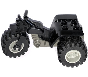 LEGO Black Tricycle with Dark Gray Chassis and Light Gray Wheels