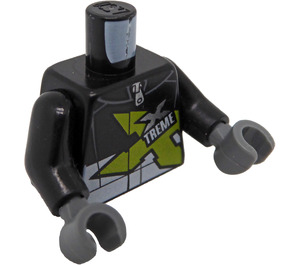 LEGO Schwarz Truck Fahrer mit 'Xtreme' Logo Minifigur Torso (973 / 76382)