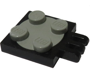 LEGO Zwart Turntable 2 x 2 Plaat met Scharnier met Light Grijs Top