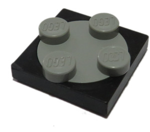 LEGO Black Turntable 2 x 2 Plate with Light Gray Top (74340)