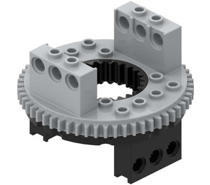 LEGO Schwarz Turntable mit Medium Stone Grey oben
