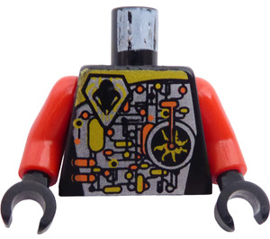 LEGO Zwart UFO Droid Rood Torso (973 / 73403)