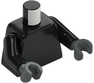 LEGO Svart Undecorated Overkropp med Svart Armer og Dark Stone Grey Hender (76382 / 88585)