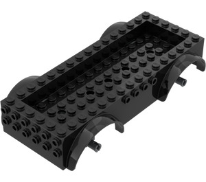 LEGO Svart Fordon Bas 8 x 16 x 2.5 med Dark Stone grå Hjul Holders med 5 hål (65094)