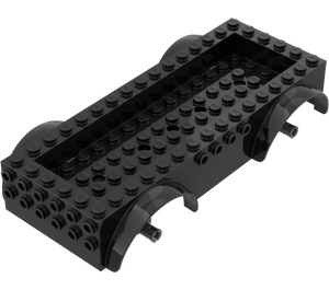 LEGO Black Vehicle Base 8 x 16 x 2.5 with Dark Stone Gray Wheel Holders with 5 Holes (65094)