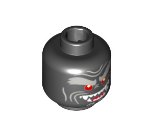LEGO Black Volcano Garmadon Head (Recessed Solid Stud) (3626 / 34701)